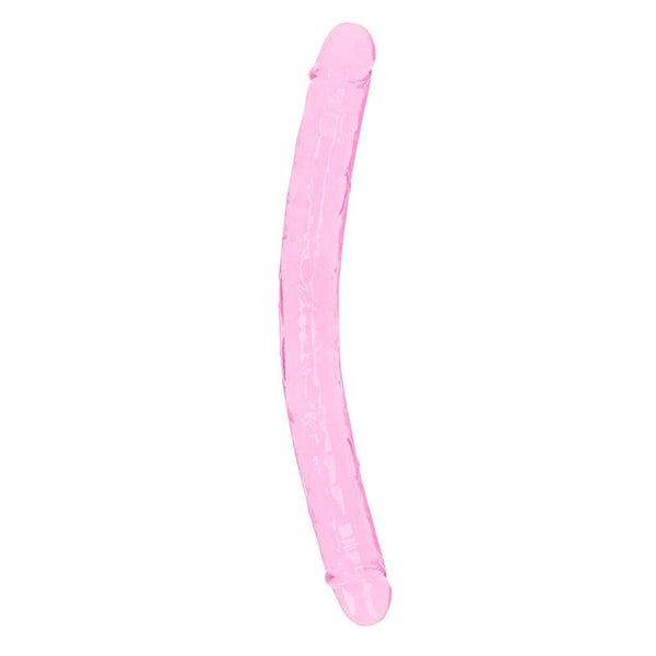 RealRock Crystal Clear Double Dong 18 in. Dual - Ended Dildo Pink - Royal Sins