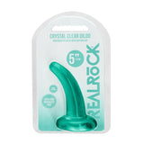 RealRock Crystal Clear Non - Realistic 5 in. Curved Dildo With Suction Cup Turquoise - Royal Sins