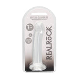 RealRock Crystal Clear Non - Realistic 7 in. Dildo With Suction Cup Clear - Royal Sins