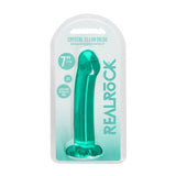 RealRock Crystal Clear Non - Realistic 7 in. Dildo With Suction Cup Turquoise - Royal Sins