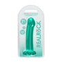 RealRock Crystal Clear Non - Realistic 7 in. Dildo With Suction Cup Turquoise - Royal Sins
