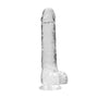 RealRock Crystal Clear Realistic 10 in. Dildo With Balls and Suction Cup Clear - Royal Sins