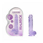 RealRock Crystal Clear Realistic 6 in. Dildo With Balls and Suction Cup Purple - Royal Sins