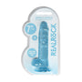 RealRock Crystal Clear Realistic 7 in. Dildo With Balls and Suction Cup Blue - Royal Sins