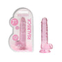 RealRock Crystal Clear Realistic 7 in. Dildo With Balls and Suction Cup Pink - Royal Sins