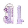RealRock Crystal Clear Realistic 8 in. Dildo With Balls and Suction Cup Purple - Royal Sins