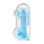 RealRock Crystal Clear Realistic 9 in. Dildo With Balls and Suction Cup Blue - Royal Sins