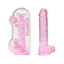 RealRock Crystal Clear Realistic 9 in. Dildo With Balls and Suction Cup Pink - Royal Sins