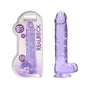 RealRock Crystal Clear Realistic 9 in. Dildo With Balls and Suction Cup Purple - Royal Sins