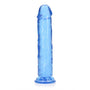 RealRock Crystal Clear Straight 10 in. Dildo Without Balls Blue - Royal Sins