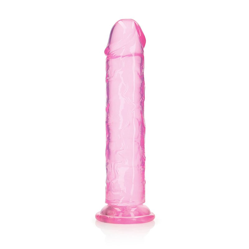 RealRock Crystal Clear Straight 11 in. Dildo Without Balls Pink - Royal Sins