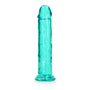 RealRock Crystal Clear Straight 11 in. Dildo Without Balls Turquoise - Royal Sins