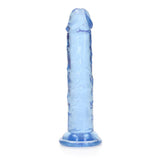 RealRock Crystal Clear Straight 6 in. Dildo Without Balls Blue - Royal Sins