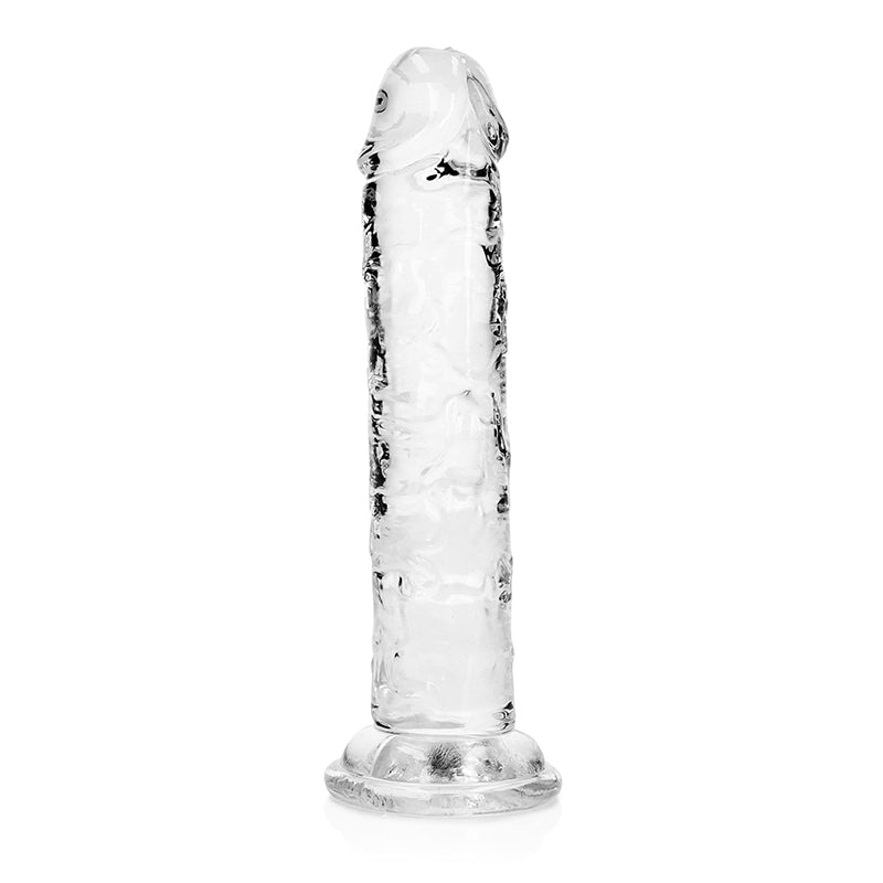 RealRock Crystal Clear Straight 6 in. Dildo Without Balls Clear - Royal Sins