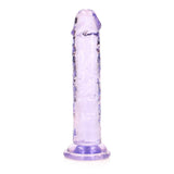RealRock Crystal Clear Straight 6 in. Dildo Without Balls Purple - Royal Sins