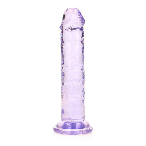RealRock Crystal Clear Straight 6 in. Dildo Without Balls Purple - Royal Sins
