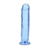 RealRock Crystal Clear Straight 7 in. Dildo Without Balls Blue - Royal Sins