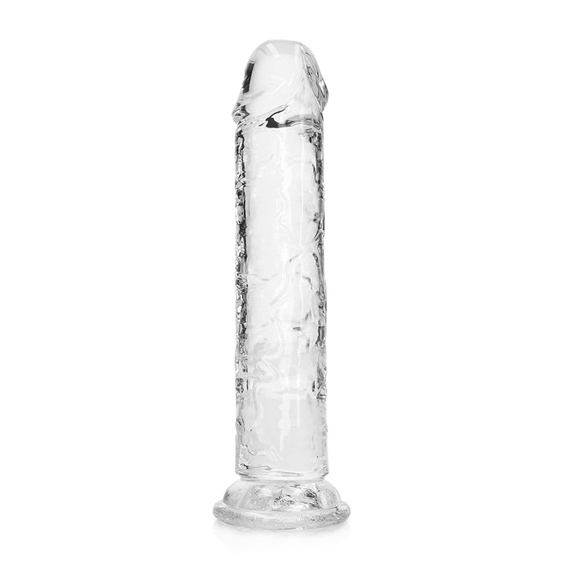 RealRock Crystal Clear Straight 7 in. Dildo Without Balls Clear - Royal Sins