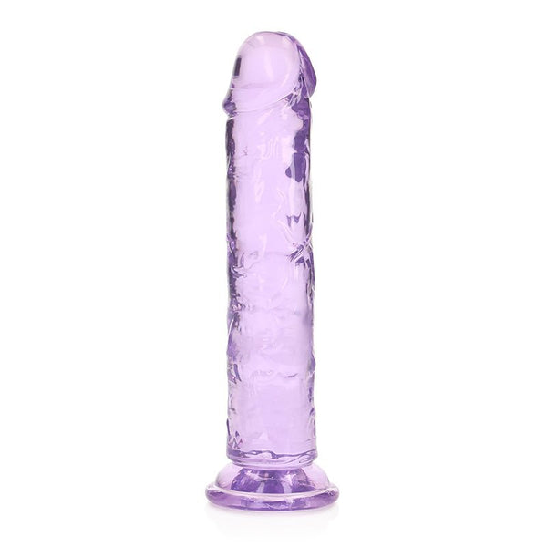 RealRock Crystal Clear Straight 7 in. Dildo Without Balls Purple - Royal Sins