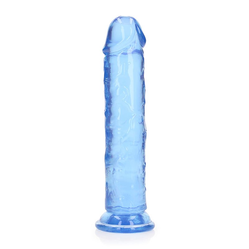 RealRock Crystal Clear Straight 8 in. Dildo Without Balls Blue - Royal Sins