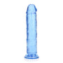 RealRock Crystal Clear Straight 8 in. Dildo Without Balls Blue - Royal Sins