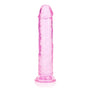 RealRock Crystal Clear Straight 8 in. Dildo Without Balls Pink - Royal Sins