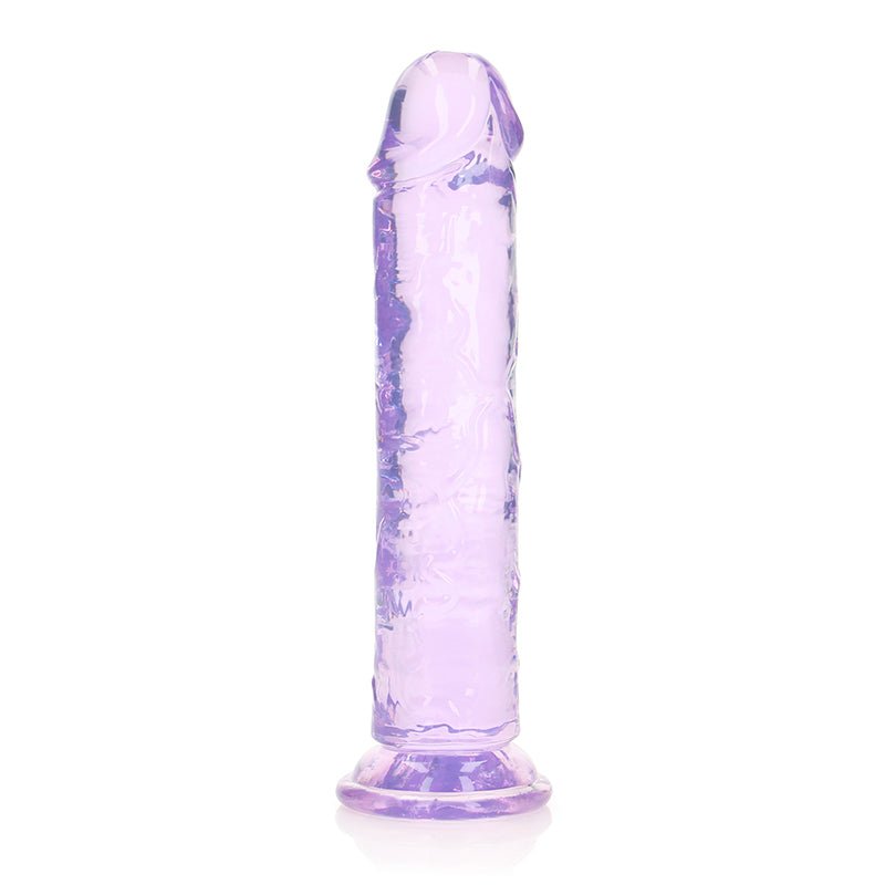 RealRock Crystal Clear Straight 8 in. Dildo Without Balls Purple - Royal Sins