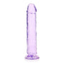 RealRock Crystal Clear Straight 9 in. Dildo Without Balls Purple - Royal Sins