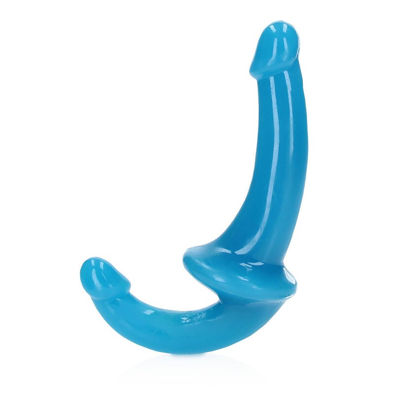 RealRock Glow in the Dark 6 in. Strapless Strap - On Dildo Neon Blue - Royal Sins