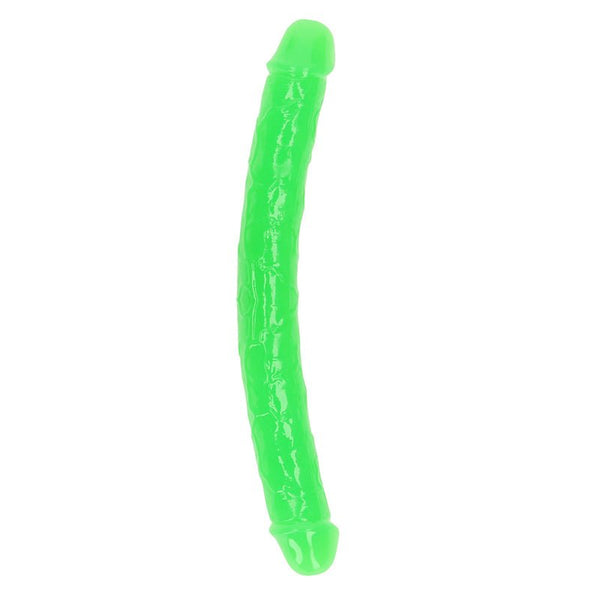 RealRock Glow in the Dark Double Dong 12 in. Dual - Ended Dildo Neon Green - Royal Sins