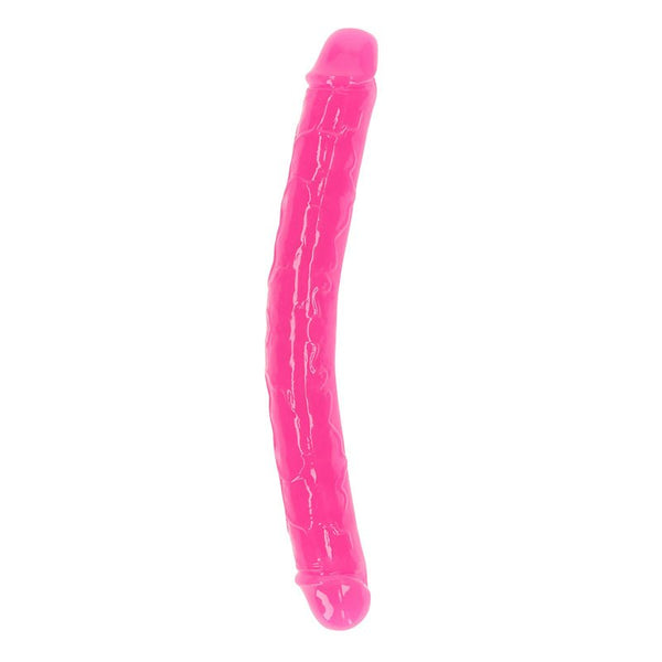 RealRock Glow in the Dark Double Dong 12 in. Dual - Ended Dildo Neon Pink - Royal Sins