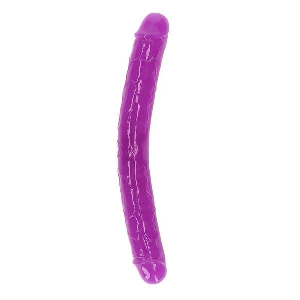 RealRock Glow in the Dark Double Dong 12 in. Dual - Ended Dildo Neon Purple - Royal Sins