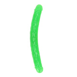 RealRock Glow in the Dark Double Dong 15 in. Dual - Ended Dildo Neon Green - Royal Sins