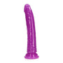 RealRock Glow in the Dark Slim 10 in. Dildo Neon Purple - Royal Sins