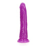 RealRock Glow in the Dark Slim 7 in. Dildo Neon Purple - Royal Sins