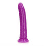 RealRock Glow in the Dark Slim 9 in. Dildo Neon Purple - Royal Sins