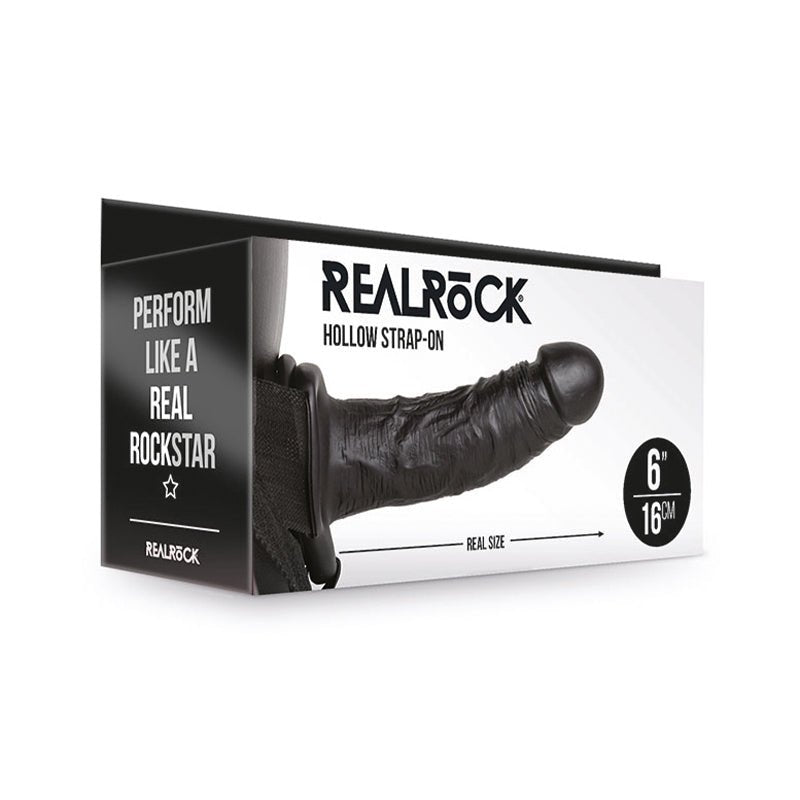 RealRock Realistic 6 in. Hollow Strap - On Black - Royal Sins