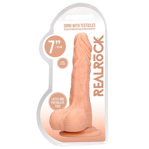 RealRock Realistic 7 in. Dildo With Balls and Suction Cup Beige - Royal Sins