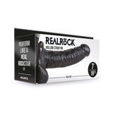 RealRock Realistic 7 in. Hollow Strap - On With Balls Black - Royal Sins