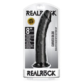 RealRock Realistic 8 in. Curved Dildo With Suction Cup Black - Royal Sins