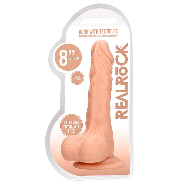 RealRock Realistic 8 in. Dildo With Balls and Suction Cup Beige - Royal Sins