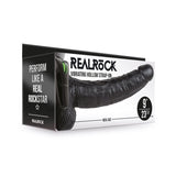 RealRock Realistic 9 in. Vibrating Hollow Strap - On With Balls Black - Royal Sins