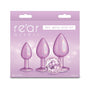 Rear Assets 3 - Piece Metal Plug Kit Iridescent Pink with Pink Gem - Royal Sins