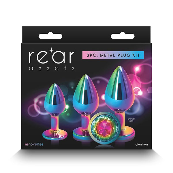 Rear Assets 3 - Piece Metal Plug Kit Multicolor/Rainbow - Royal Sins