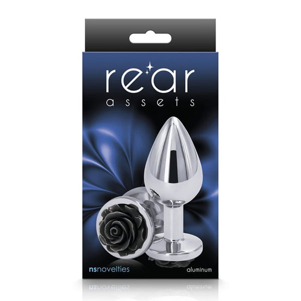 Rear Assets Rose Anal Plug Medium Black - Royal Sins