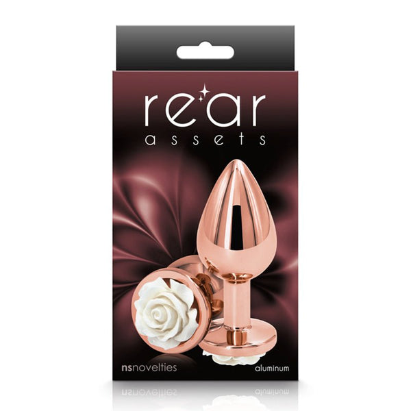 Rear Assets Rose Anal Plug Medium White - Royal Sins