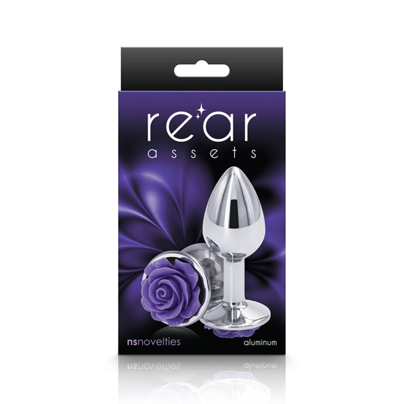 Rear Assets Rose Anal Plug Small Purple - Royal Sins