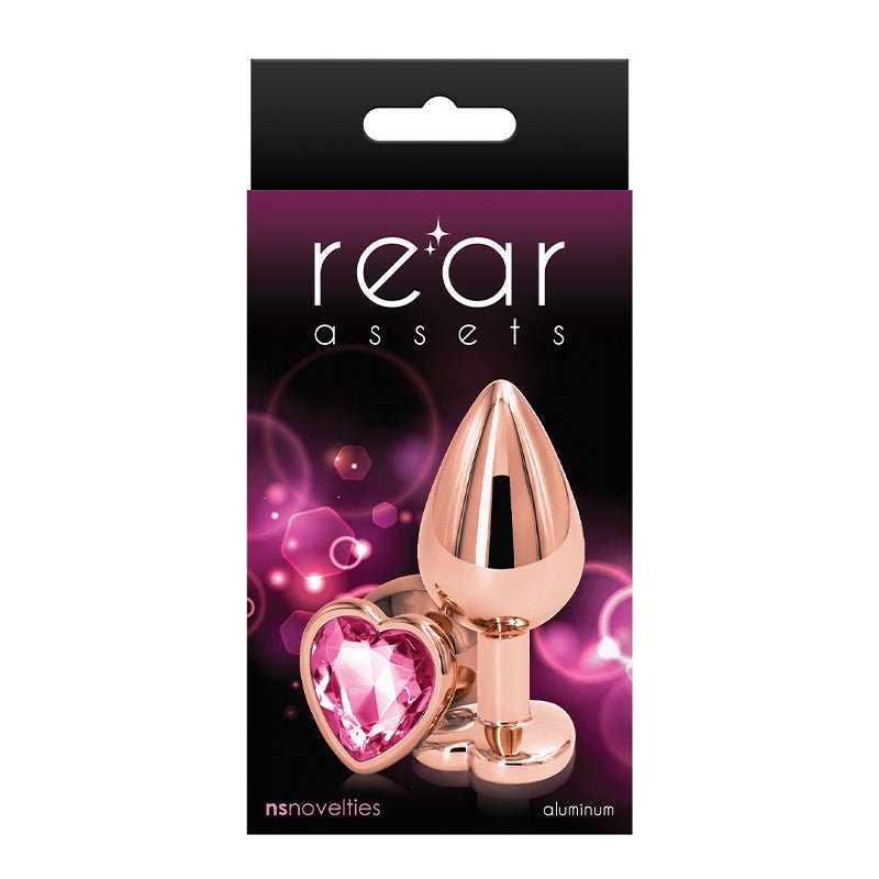 Rear Assets Rose Gold Heart Plug Medium Pink - Royal Sins