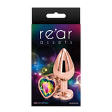 Rear Assets Rose Gold Heart Plug Medium Rainbow - Royal Sins