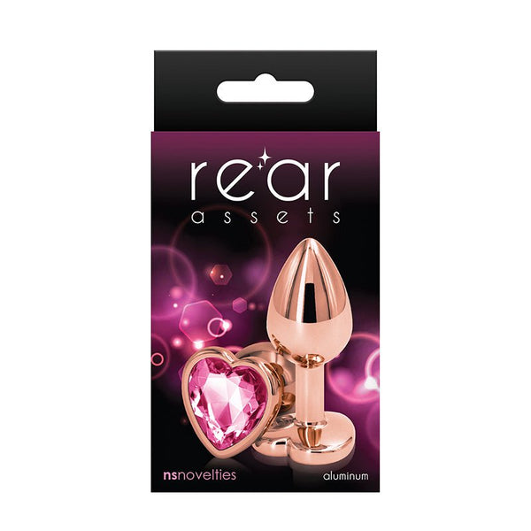 Rear Assets Rose Gold Heart Plug Small Pink - Royal Sins